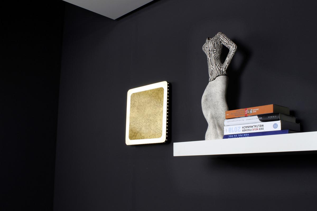 LED-Deckenleuchte Solaris L: 31 cm Mit 3 Helligkeitsstufen - Goldfarben/Schwarz, Design, Metall (31/31/4,5cm)