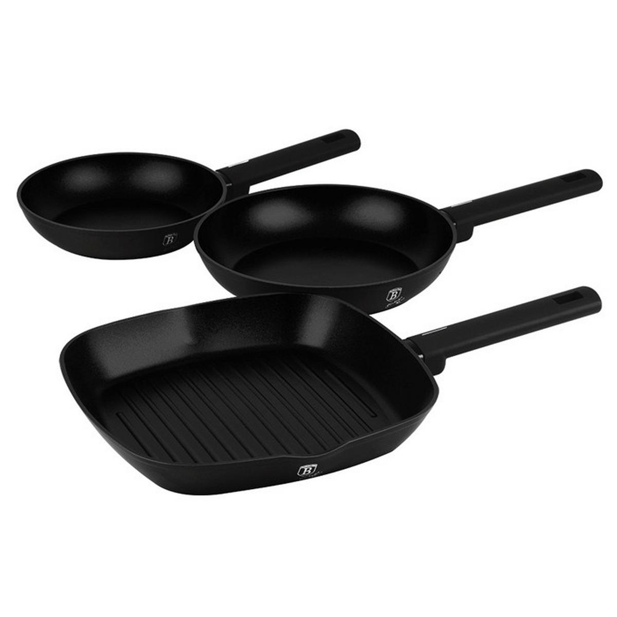 Pfannenset 3-tlg. Schwarz - Schwarz, Basics, Metall