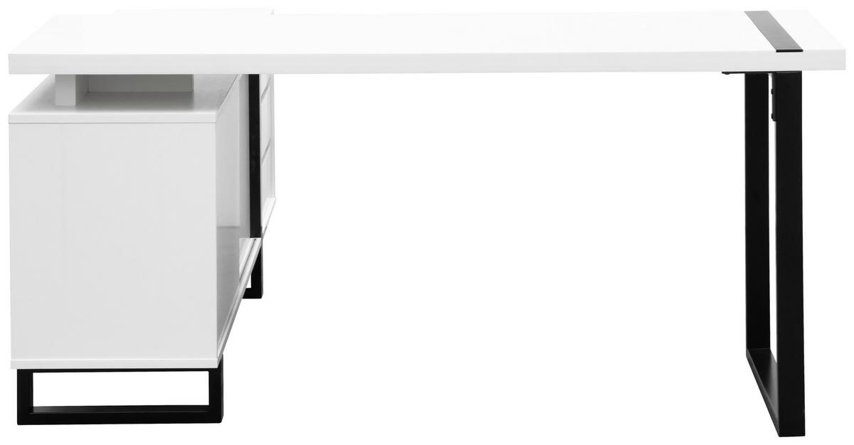 Eckschreibtisch Ray Schwarz/Weiß L: 160 cm - Schwarz/Weiß, MODERN, Holzwerkstoff/Metall (160/160/76cm) - Livetastic