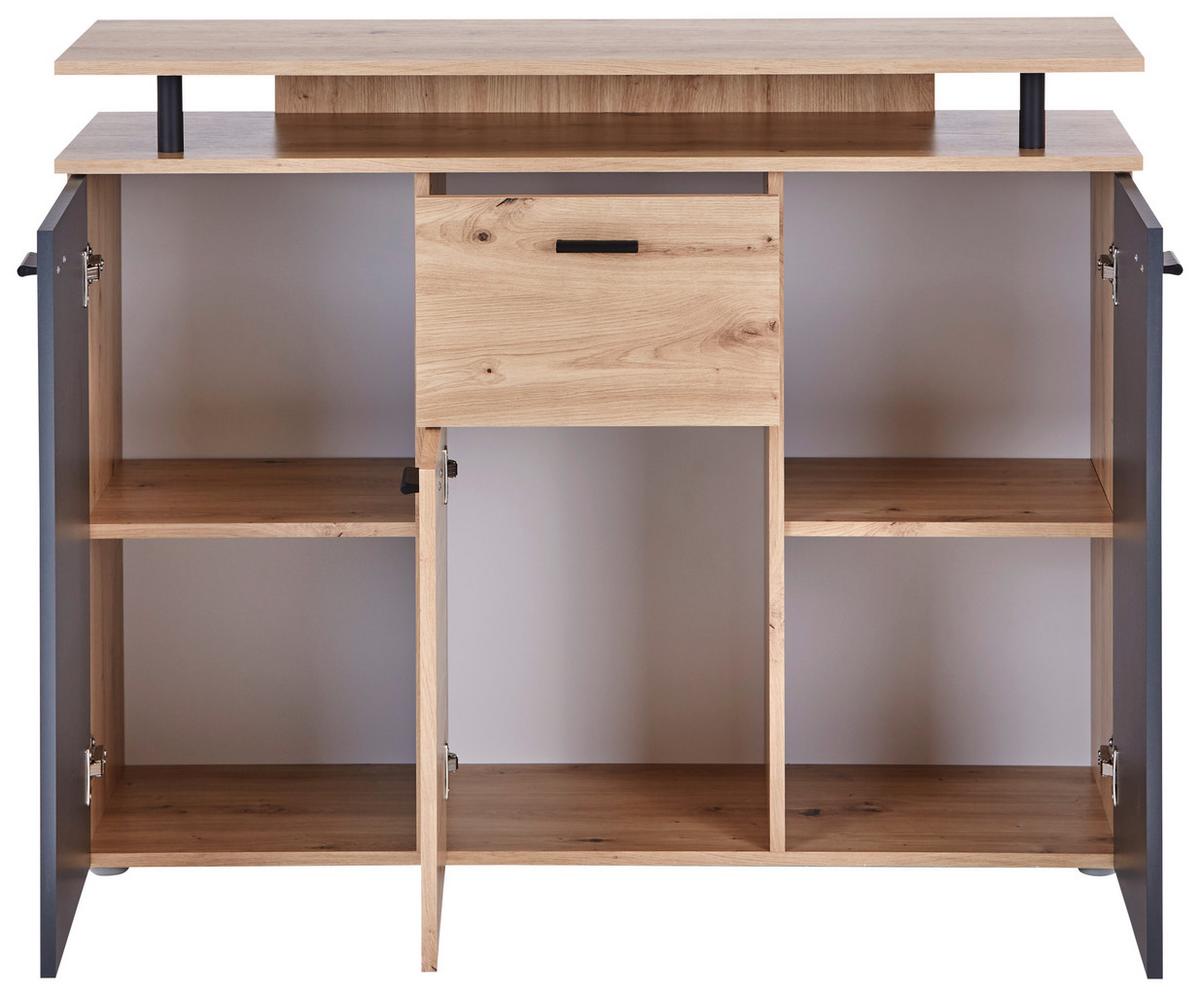 Kommode 117cm Leon2, Eiche Artisan - Anthrazit/Eiche Artisan, MODERN, Holzwerkstoff (117/92,3/38cm)