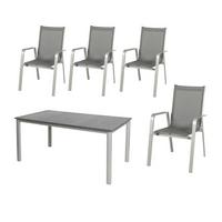 Gartengarnitur 5-Teilig Urban Aluminium/Textil - Platinfarben/Dunkelgrau, Basics, Textil/Metall (160/90/72cm) - Acamp