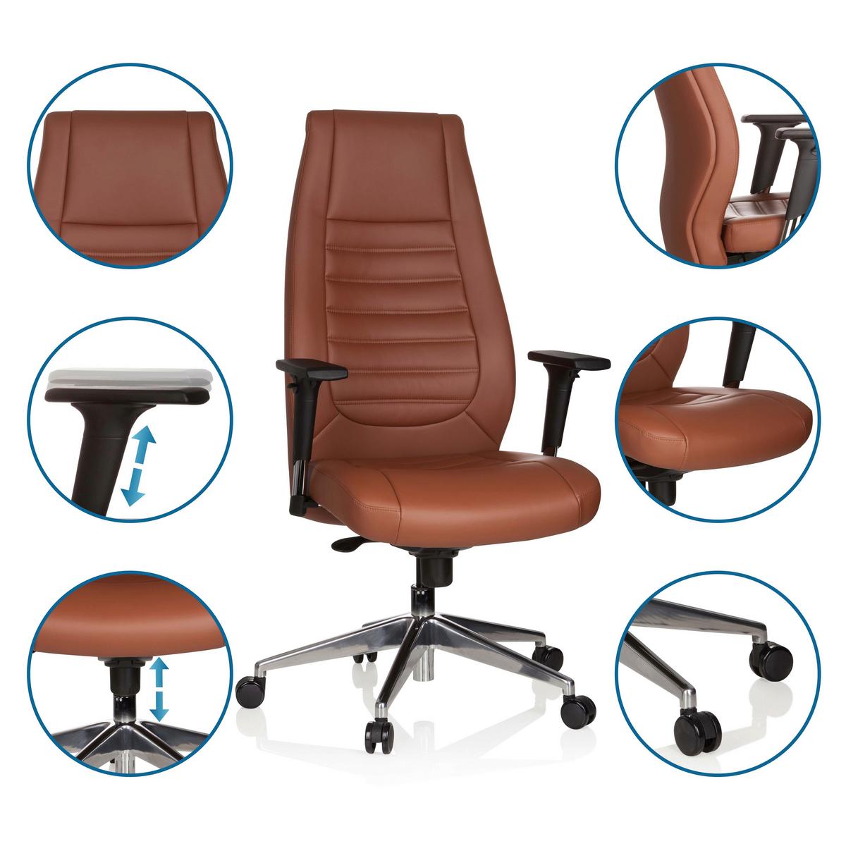 Chefsessel Vitoro Braun Bis 150 Kg - Silberfarben/Braun, Basics, Kunststoff/Textil (65/133/65cm) - MID.YOU