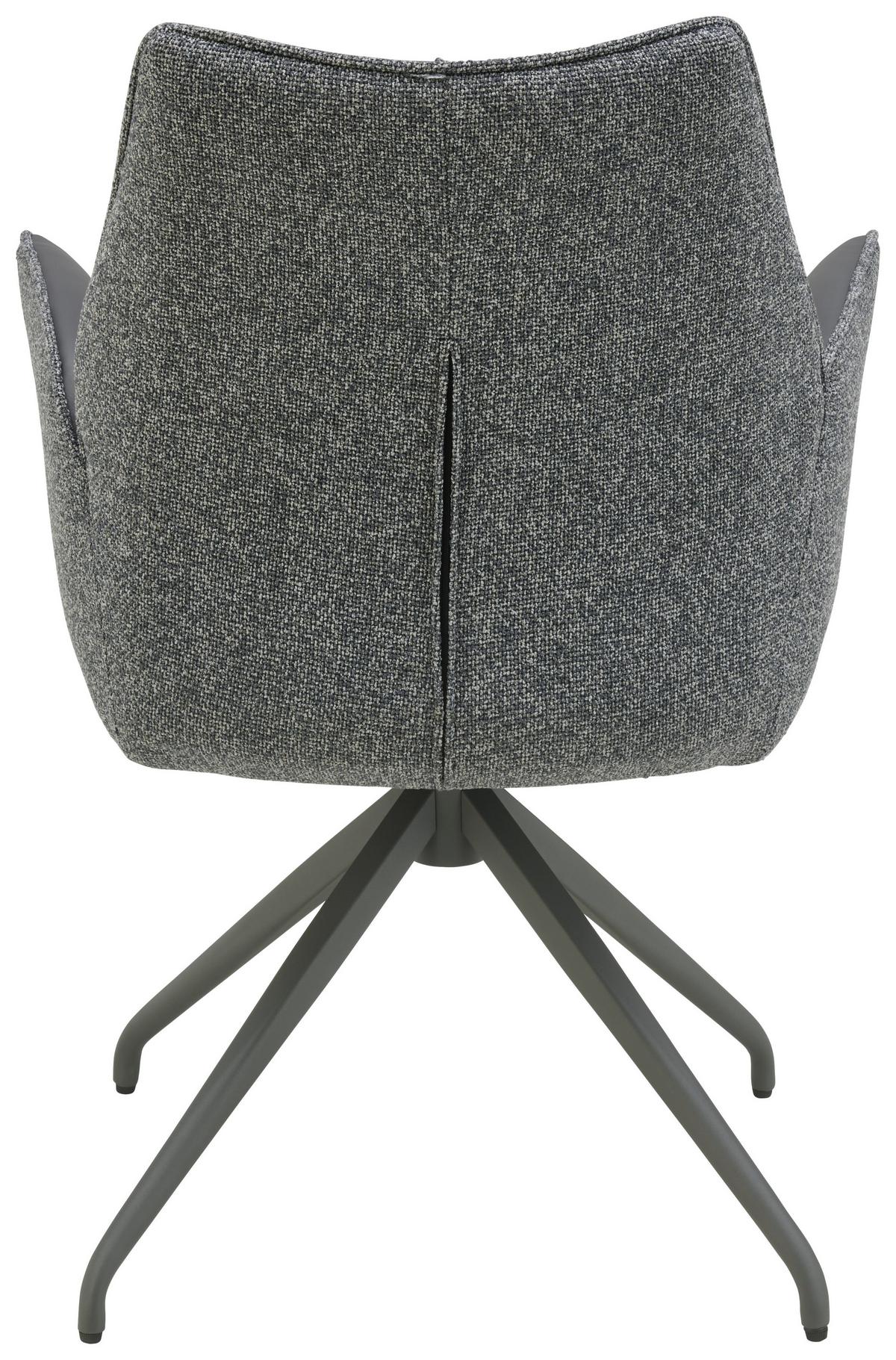Armlehnstuhl Darcy Lederlook Grau 360° Drebhbar - Schwarz/Grau, KONVENTIONELL, Textil/Metall (61/82,5/61cm) - Livetastic