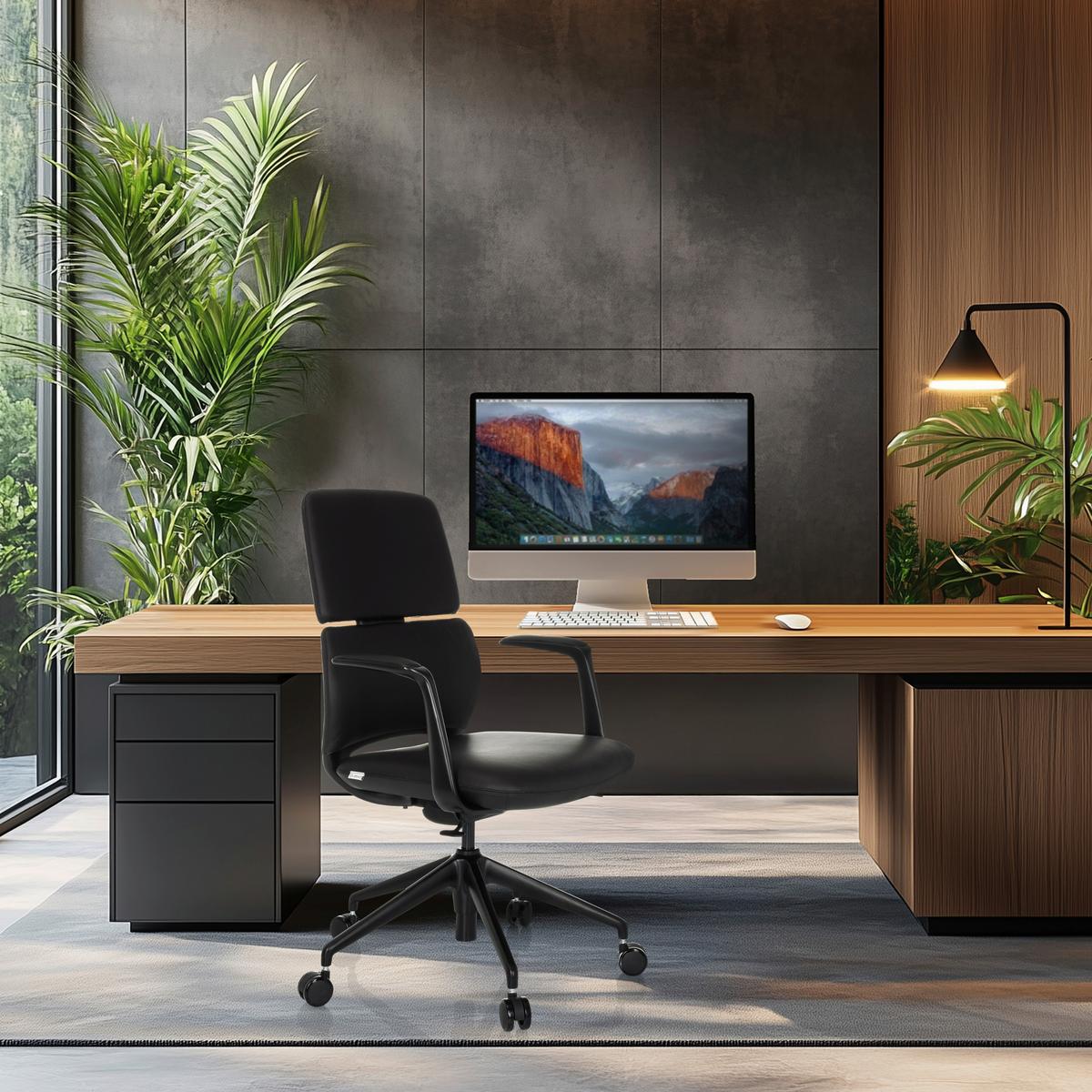 Drehstuhl Schwarz B: 62 cm - Schwarz, MODERN, Leder/Kunststoff (62/98-108/60cm) - MID.YOU