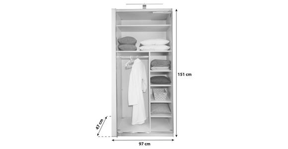 Inneneinteilung Kleiderschrank Sonate Grau + Kleiderstange - Grau, MODERN, Holzwerkstoff (97/151/47cm) - Luca Bessoni