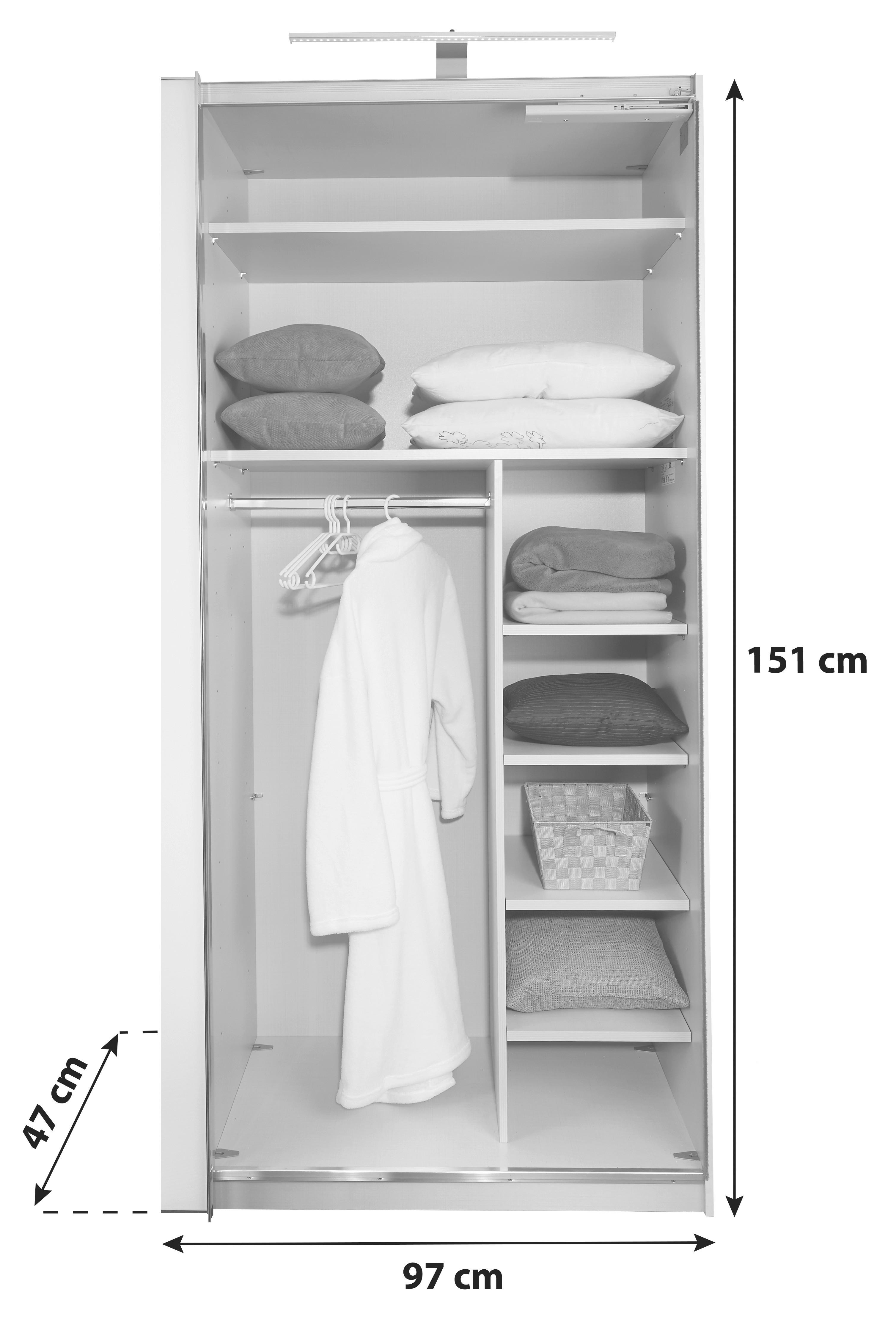 Inneneinteilung Kleiderschrank Sonate Grau + Kleiderstange - Grau, MODERN, Holzwerkstoff (97/151/47cm) - Luca Bessoni