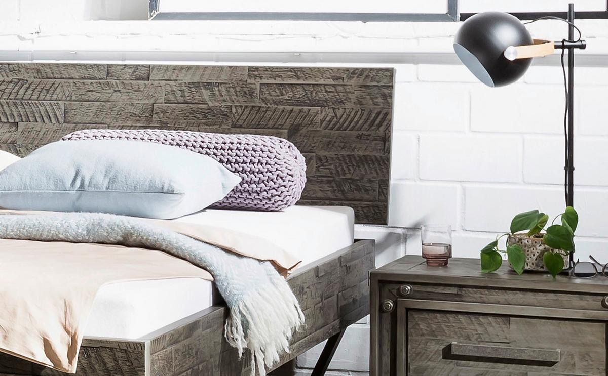 Bett Ezzo Anthrazit Grau 140x200 Cm - Anthrazit/Grau, MODERN, Holz (140/200cm) - Hasena