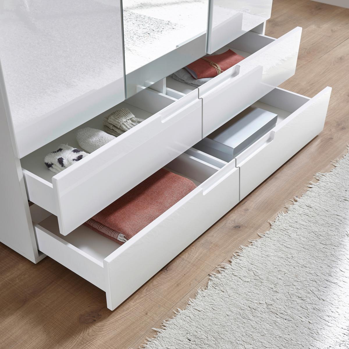 Nyílóajtós Szekrény Spice - fehér, Modern, faalapú anyag/Üveg (126,8/208/57cm) - Carryhome