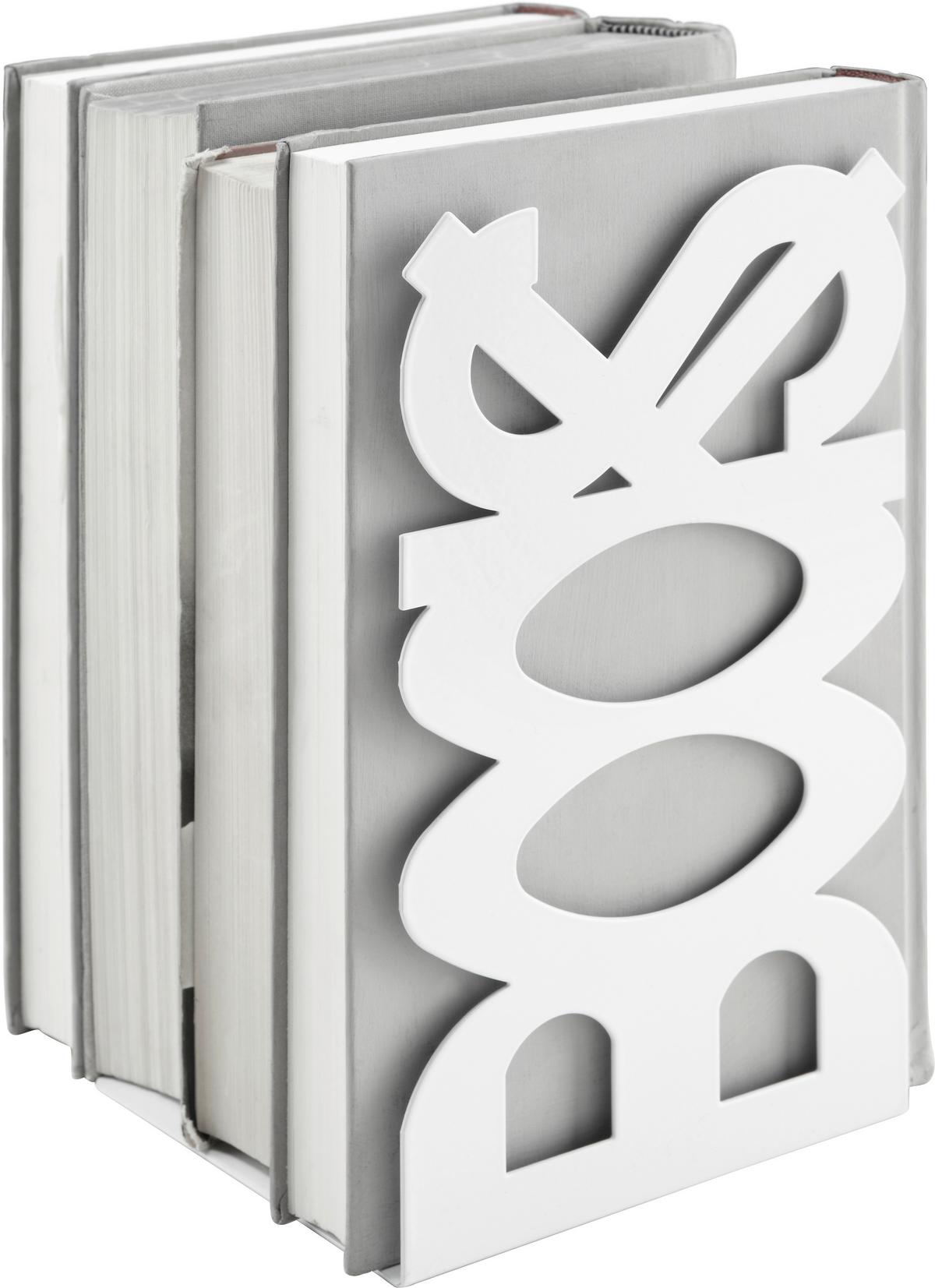 PODPĚRA KNIH BOOKS - bílá, kov (12/21/11cm)
