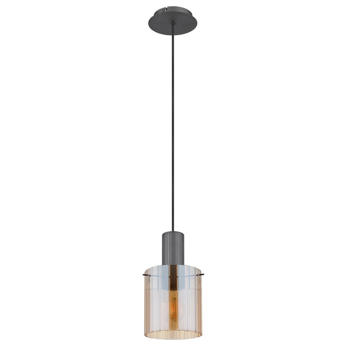 Hängeleuchte 15904ha - Dunkelgrau/Bernsteinfarben, Design, Glas/Metall (18/120cm) - Globo