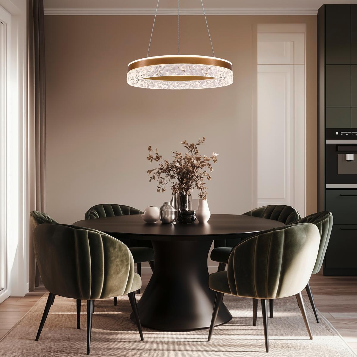 Led-pendelleuchte 31-35554 Frozi - Transparent/Goldfarben, KONVENTIONELL, Kunststoff/Metall (50/50/120cm)