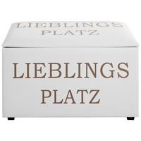 Truhenbank Lieblingsplatz Motiv - Goldfarben/Weiß, Basics, Holzwerkstoff/Textil (65/42/40cm)