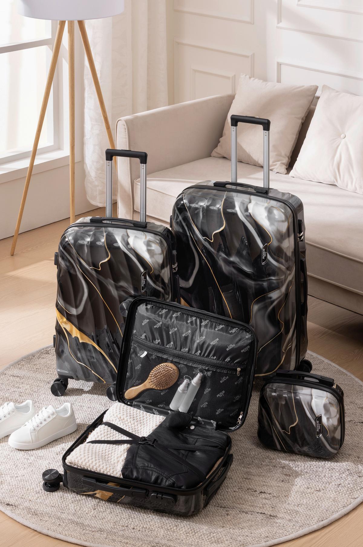 Reisekofferset Harald - Goldfarben/Schwarz, KONVENTIONELL, Kunststoff/Textil - Luca Bessoni