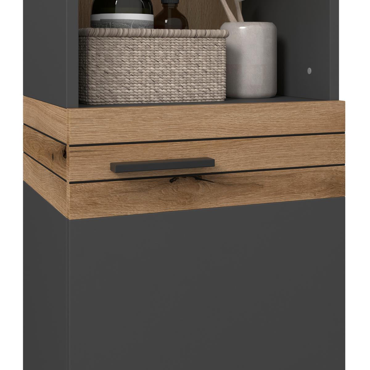 Badezimmer Hochschrank Cotia Cotls 40x187,6 cm Anthrazit - Eichefarben/Anthrazit, MODERN, Holzwerkstoff (40/187,6/30cm) - James Wood