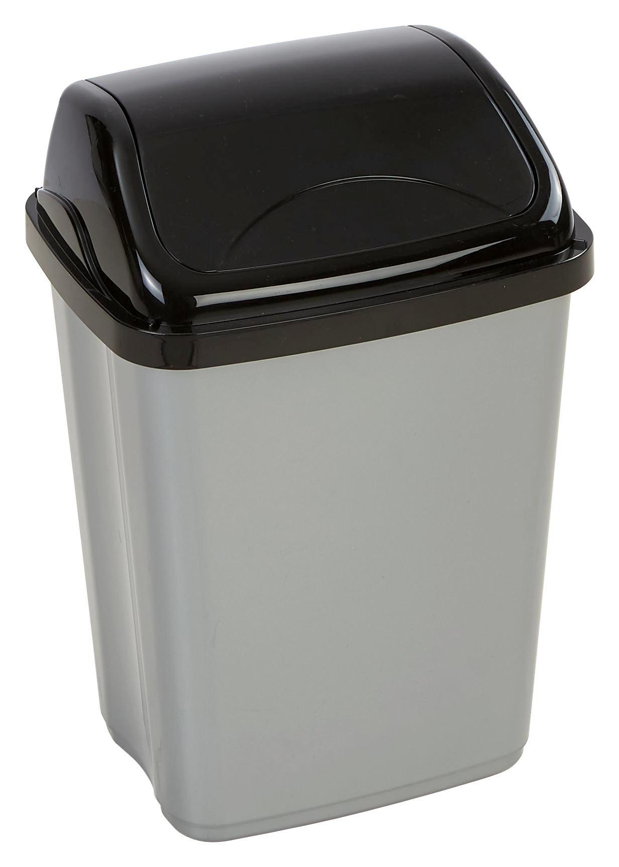 Schwingdeckeleimer Julien 10 Liter - Schwarz/Grau, Kunststoff (19,5/37,5/25cm) - Homezone