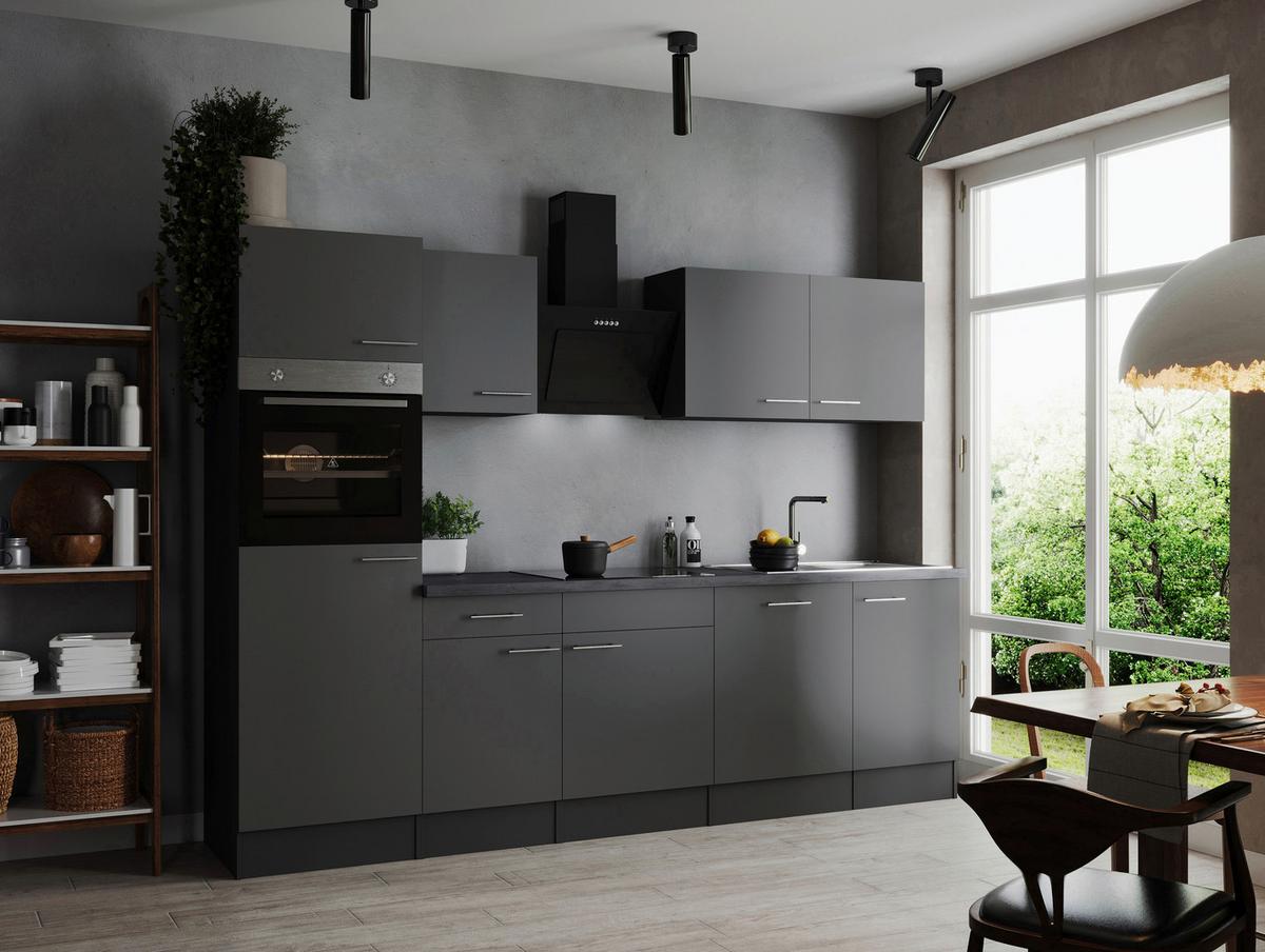 Küchenblock Oliver Grau B: 280 cm - Grau, Design, Holzwerkstoff (280cm) - Respekta