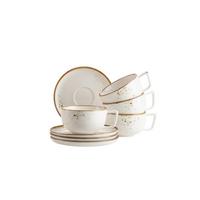 Tassenset Pintar Porzellan 8--Teilig. D: 14 Cm Braun Weiß - Braun/Weiß, Basics, Keramik - Mäser