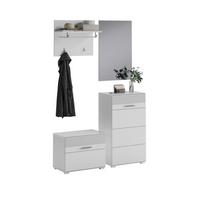 Garderobe Weiß, Weiß Hochglanz, B: 115cm - Weiß Hochglanz/Weiß, Design, Holzwerkstoff (115/197/37cm) - MID.YOU