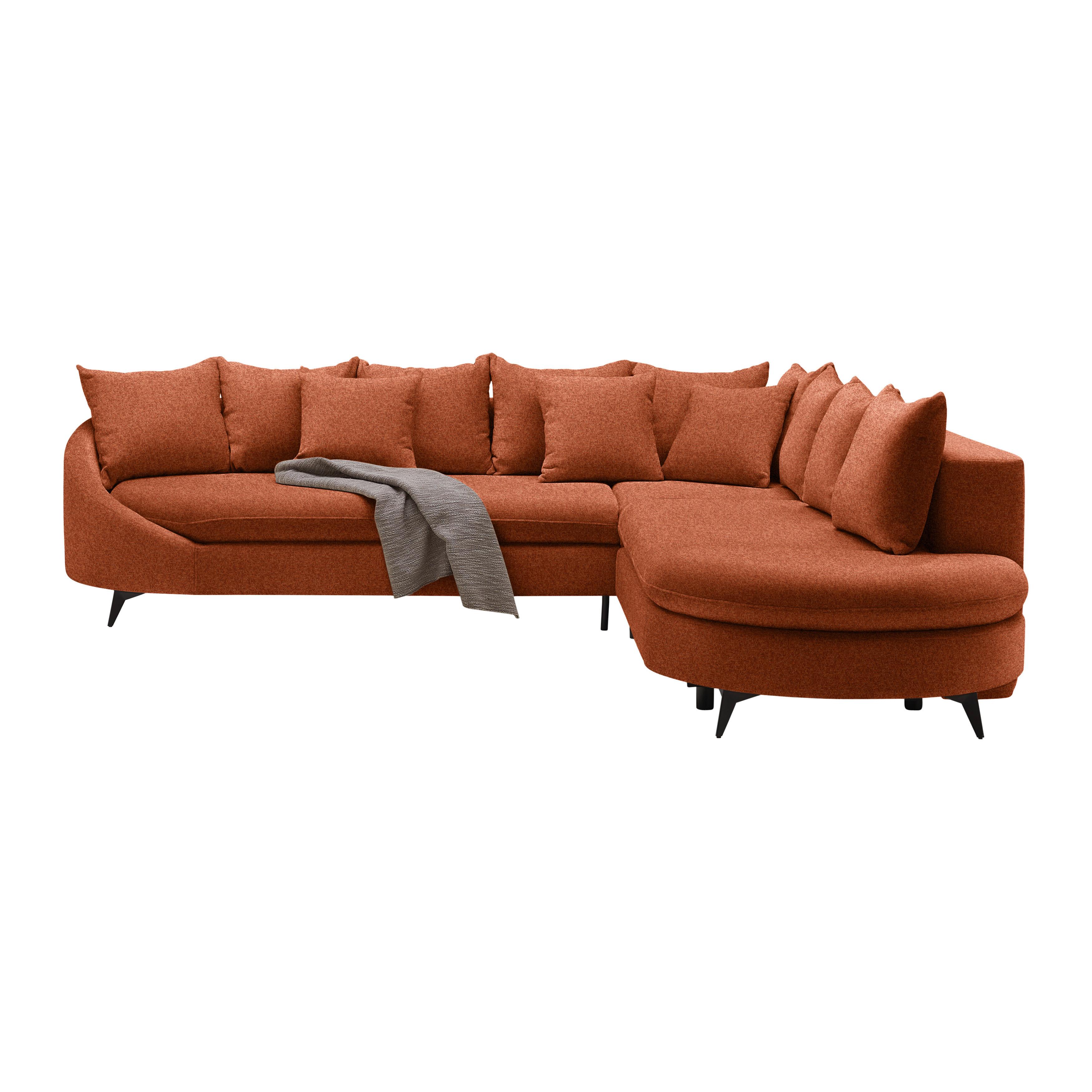 Rohová sedačka AXEL, pravá, rezavá tkanina - černá/rezavá, Moderní, kov/textil (291/250cm) - Mömax