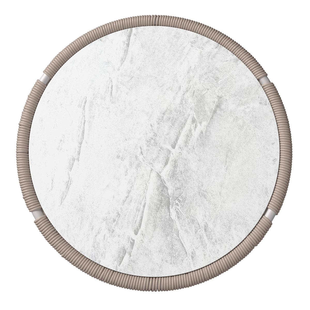 Gartenbeistelltisch Palma - Hellbraun/Grauweiß, MODERN, Glas/Textil (56/48/56cm) - Beldano