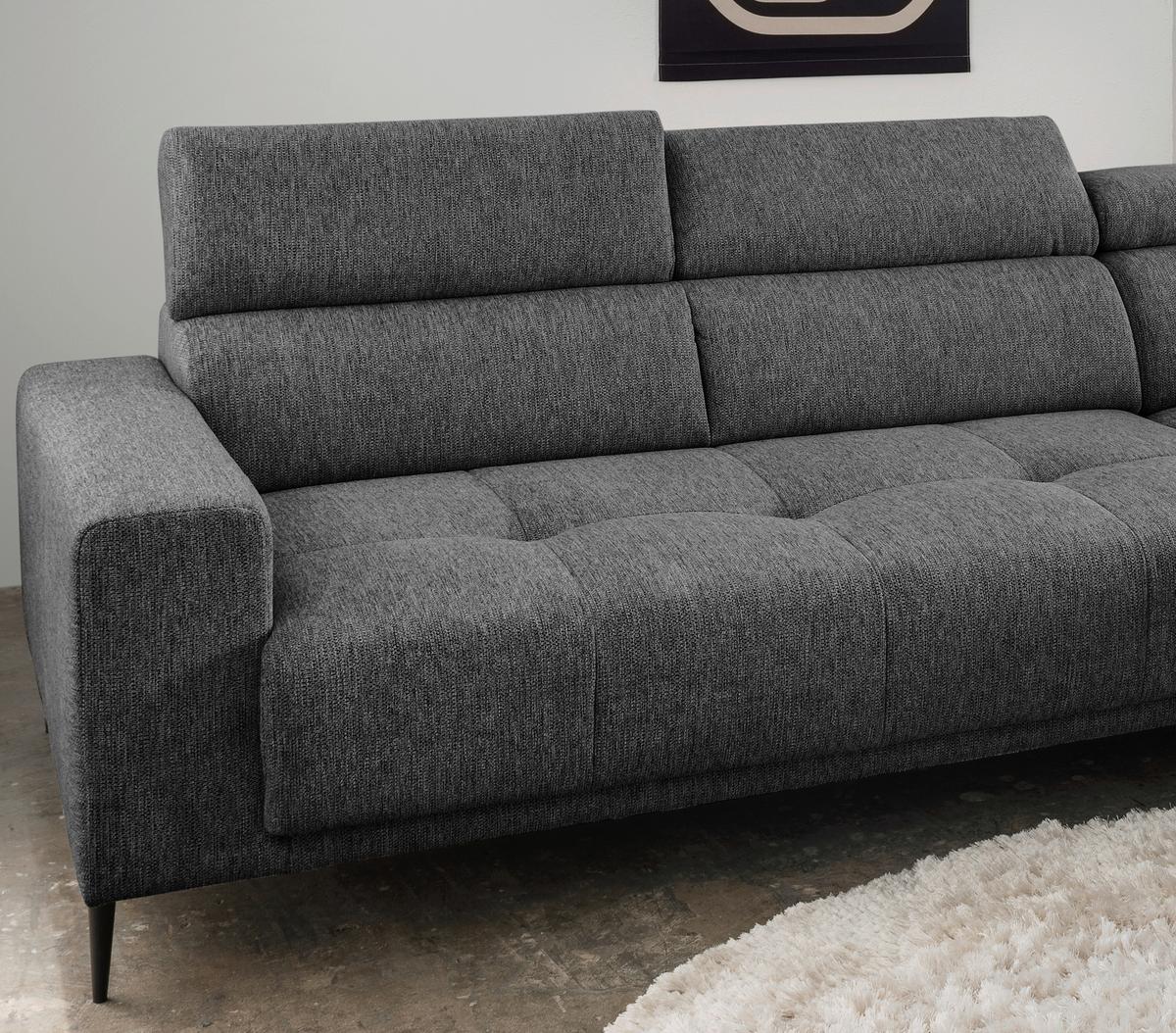 Ecksofa Intera Anthrazit S: 276x188 Cm - Anthrazit/Schwarz, KONVENTIONELL, Textil (276/188cm) - Livetastic