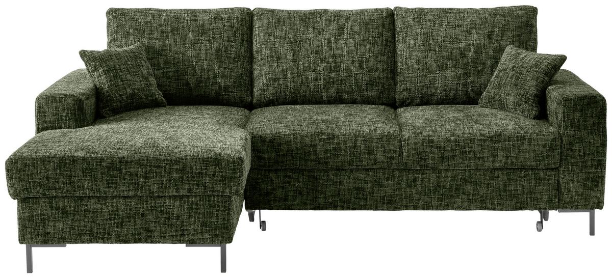 Eckschlafsofa Zona, D. Grün S: 143x237 Cm - Dunkelgrün/Schwarz, KONVENTIONELL, Textil (143/237cm) - Livetastic