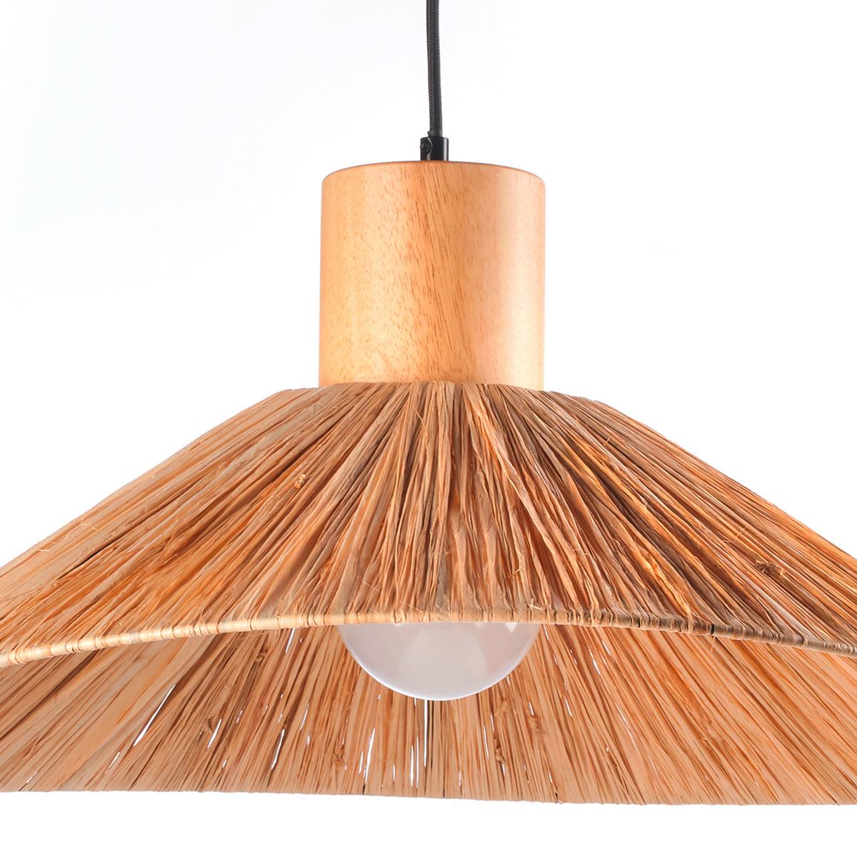 Hängeleuchte Rafia Beige L: 60 cm 22w - Beige, Natur, Holz (60/60/120cm)