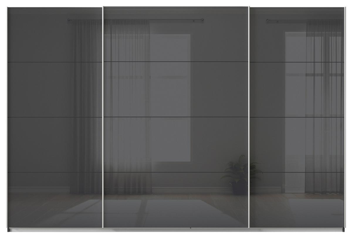 Tolóajtós Szekrény Feldkirch 315/210 Cm - magasfényű antracit/antracit, Modern, faalapú anyag/Üveg (315/210/62cm)