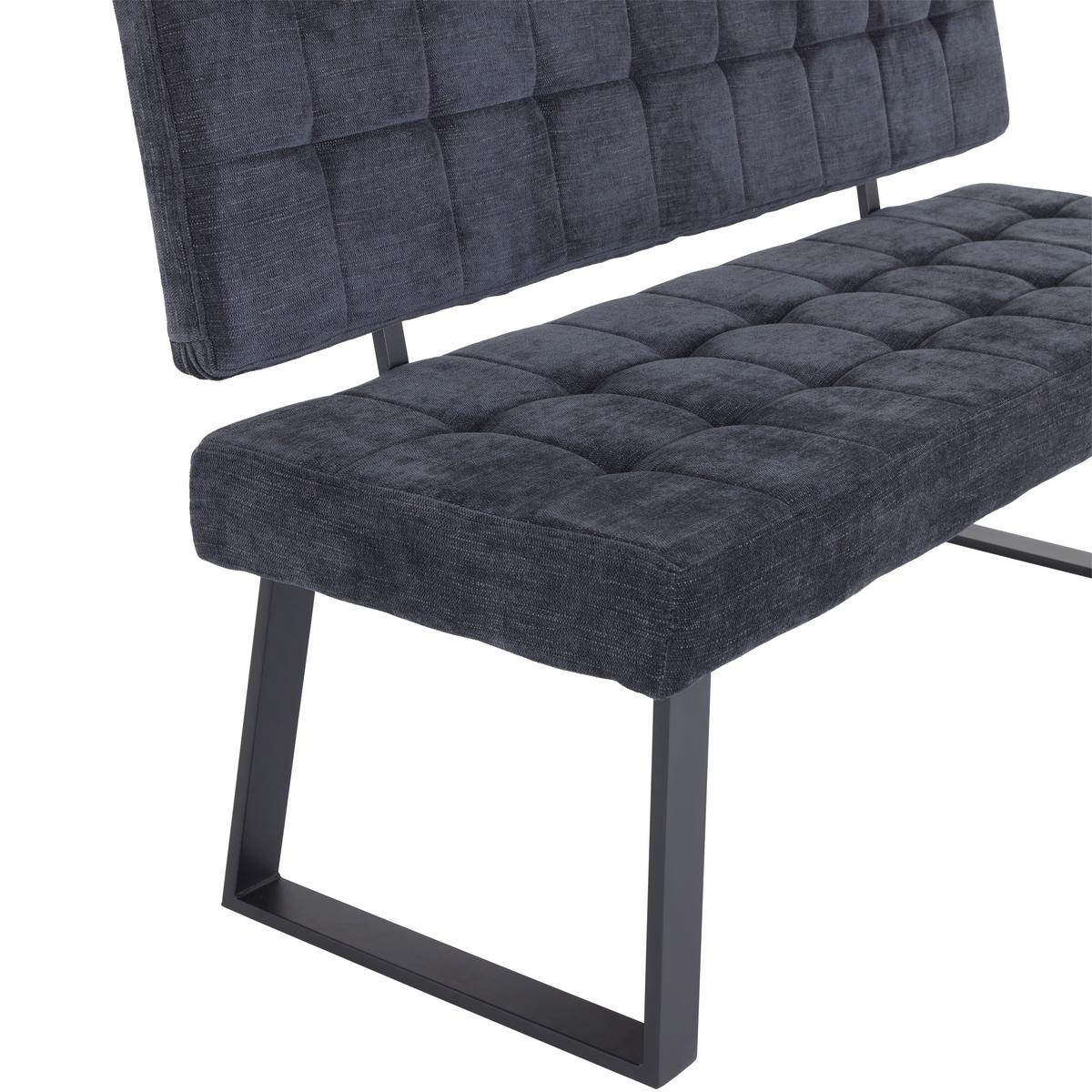 Sitzbank Mit Lehne Dunkelgrau Volda 140x85 Cm - Dunkelgrau/Schwarz, MODERN, Textil/Metall (140/85/56cm) - MID.YOU