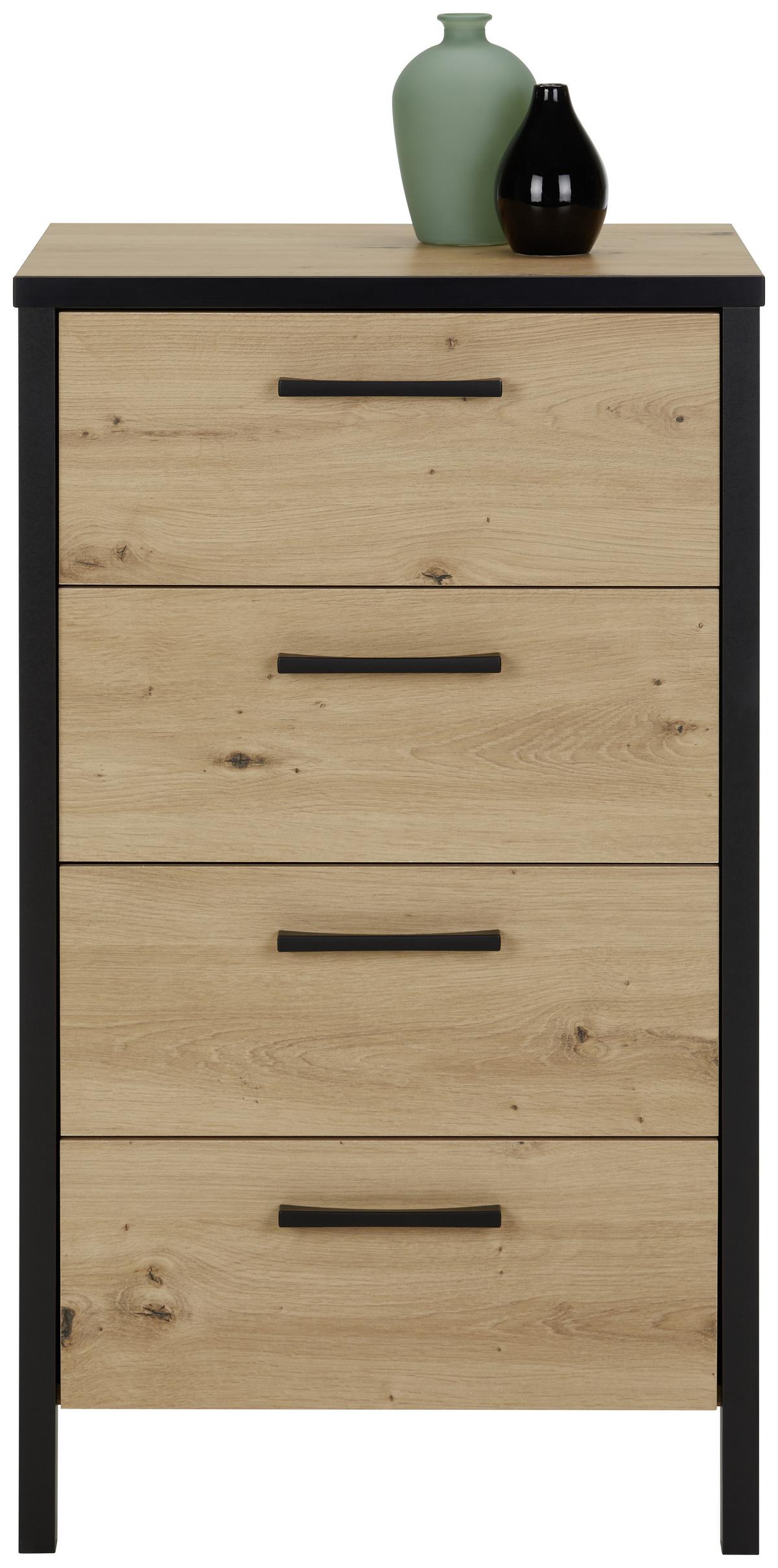 KOMODA KIRIKUS - černá/barvy dubu, Lifestyle, kompozitní dřevo/plast (50,5/89,5/40,2cm) - Mömax