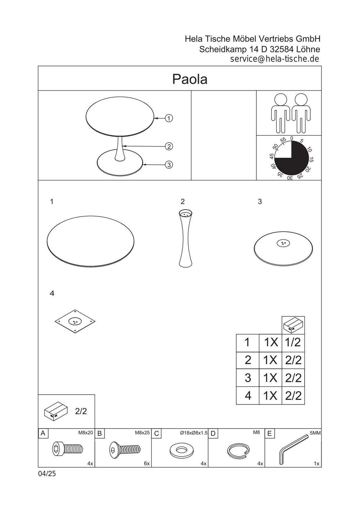 ESSTISCH PAOLA II T - Anthrazit/Schwarz, MODERN, Stein/Metall (90/75/90cm) - P & B