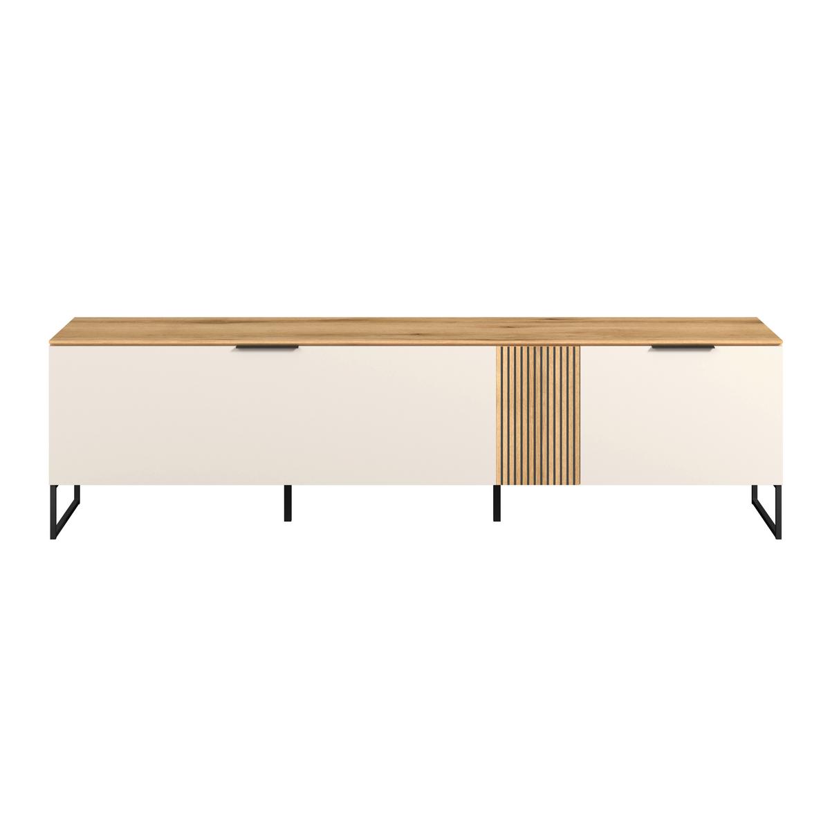 Stapelprogramm King Eichefarben/Kaschmir B:310,2cm - Kaschmir/Eichefarben, MODERN, Glas/Holzwerkstoff (310,2/200/40cm)
