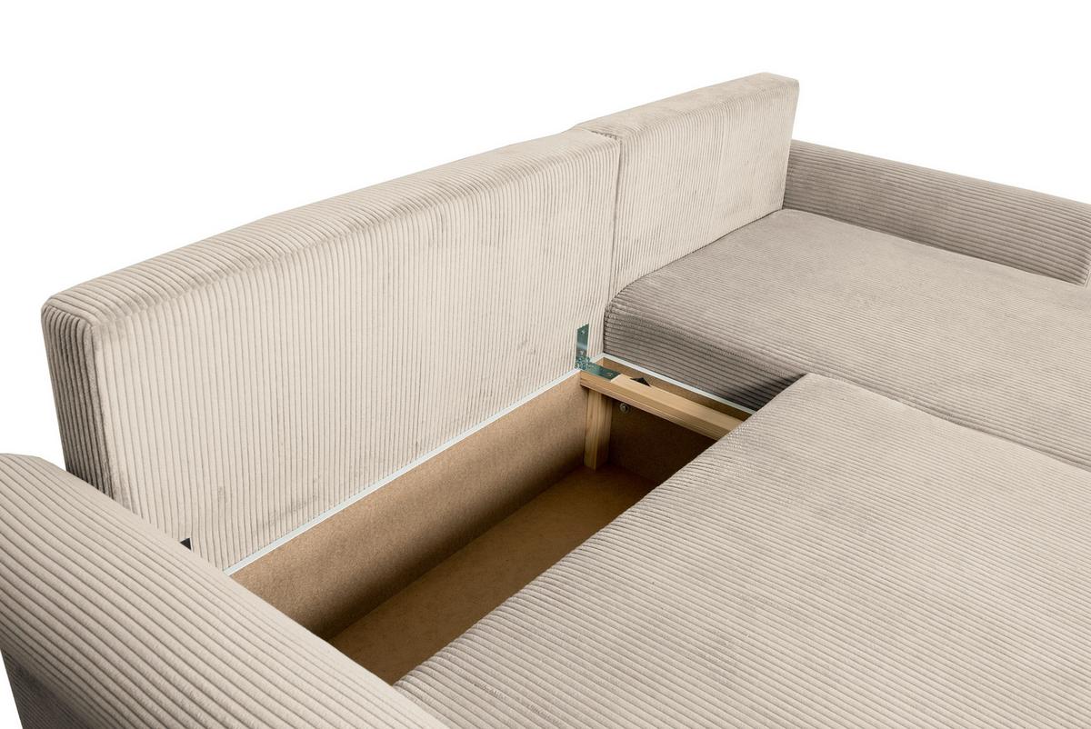 ECKSCHLAFSOFA Vasco, Beige LF: 233x168 cm - Beige/Schwarz, Trend, Textil (233/168cm)