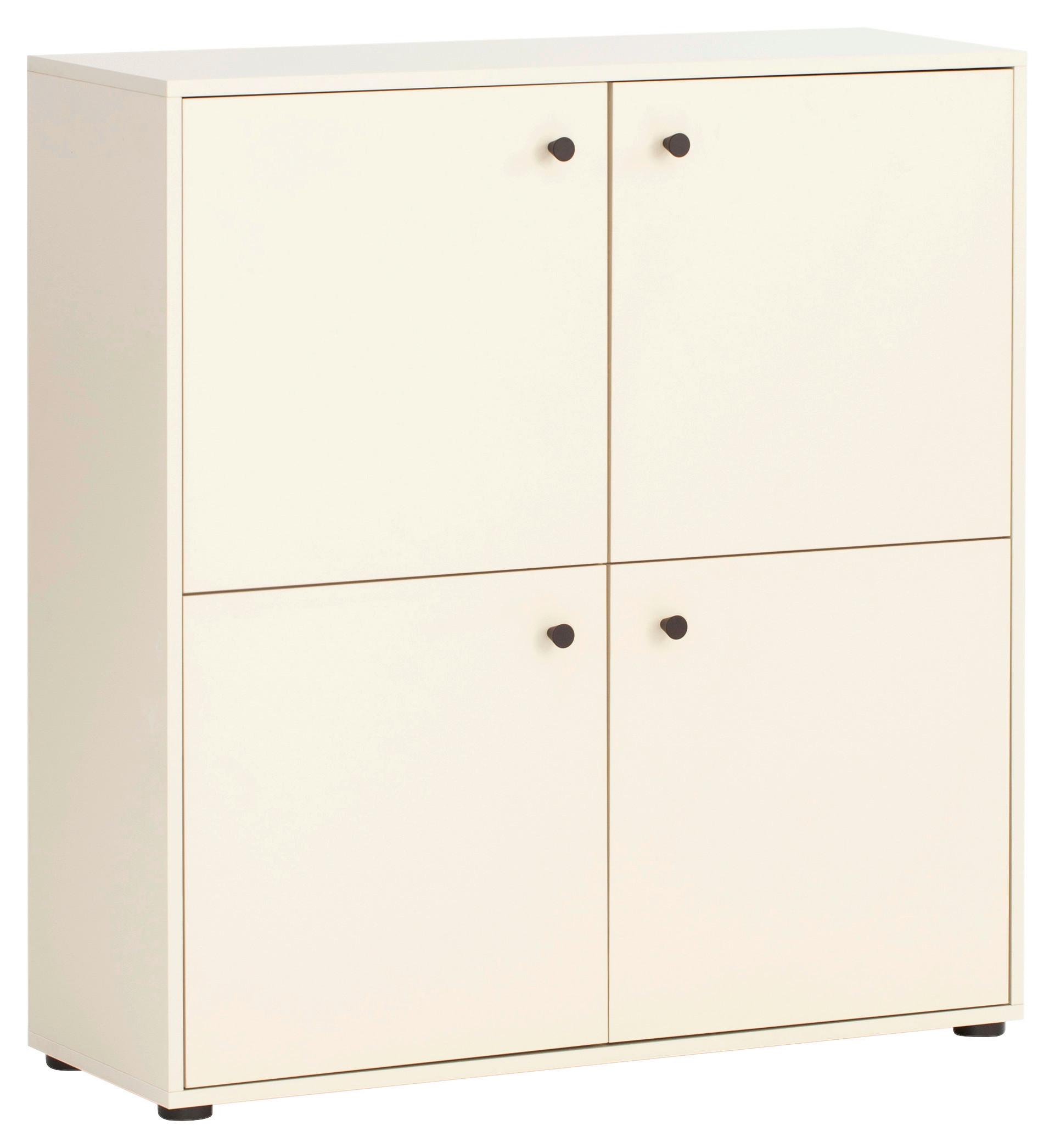 Highboard Lovund, Beige B: 98,01 Cm - Beige/Schwarz, Design, Holzwerkstoff (98,1/101,9/33,05cm) - MID.YOU