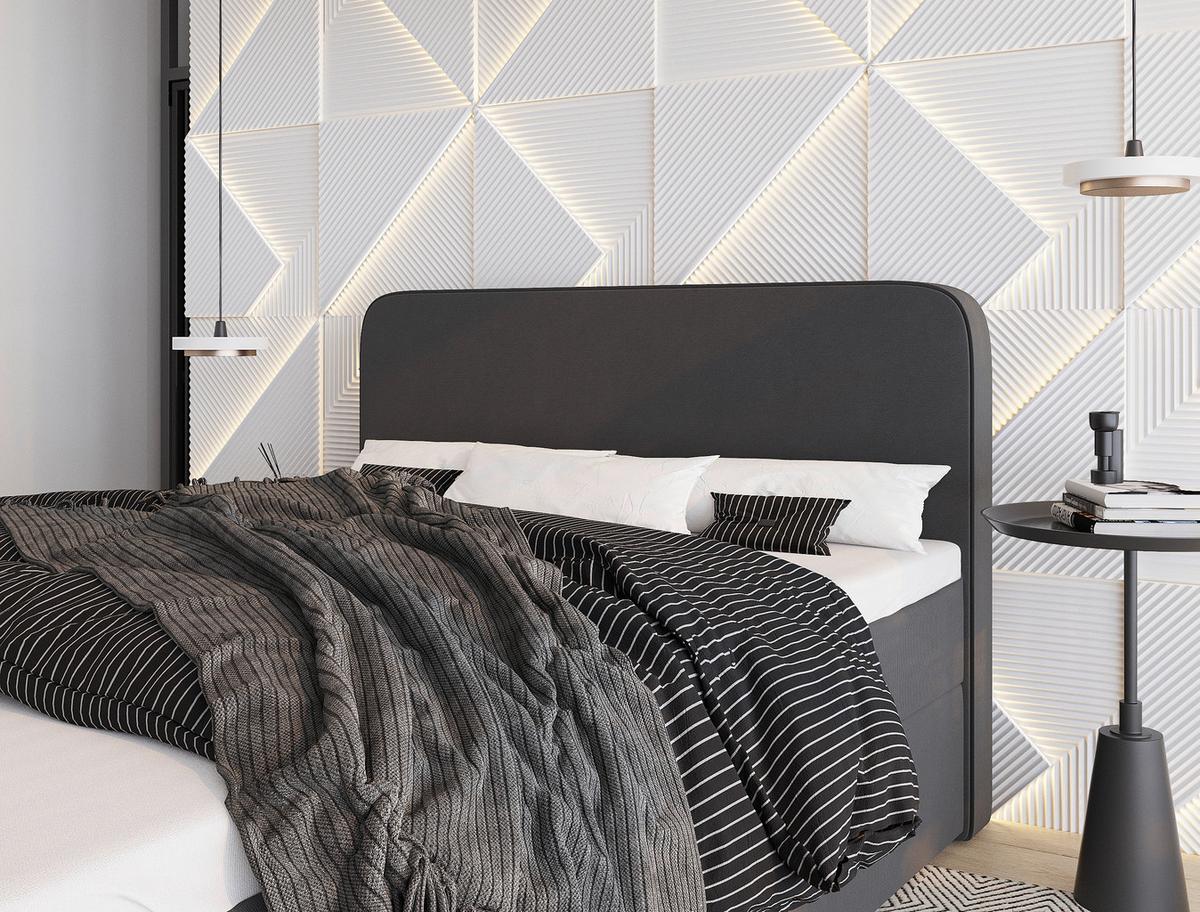 Boxspringbett mit Topper 140x200 Jubi - Dunkelgrau/Anthrazit, KONVENTIONELL, Textil (140/200cm)