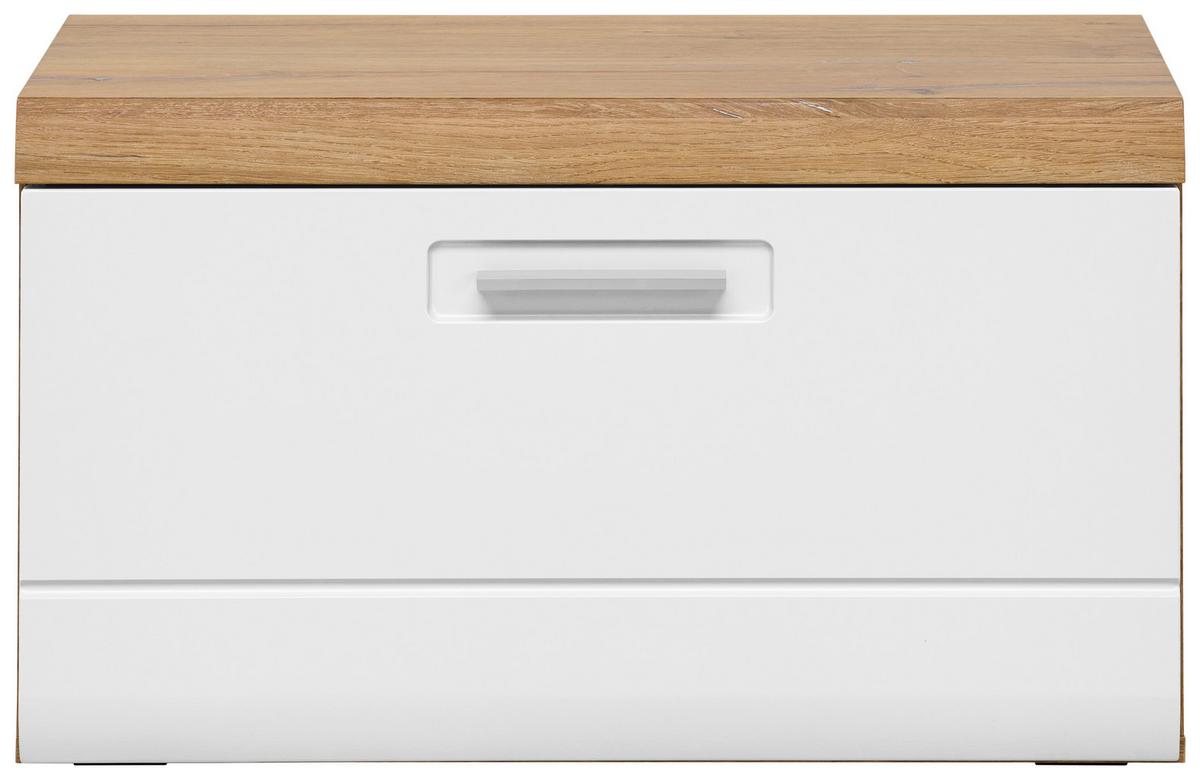 Garderobenbank Auris B: 70 cm mit Klappe, Weiß/Eiche Dekor - Eichefarben/Weiß, MODERN (70/42/37,1cm) - Luca Bessoni