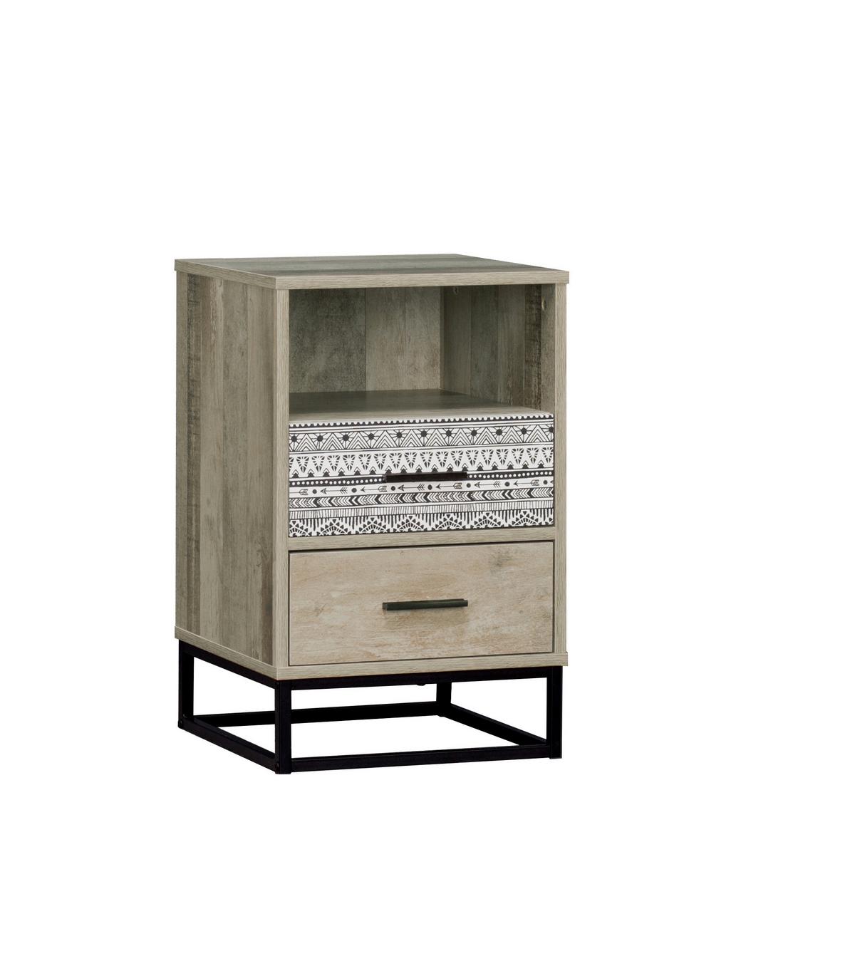 Nachttisch Graubraun/Multico. B: 39,5 cm - Graubraun/Multicolor, Design, Holzwerkstoff/Metall (39,5/62/38cm) - Livetastic