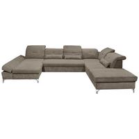 Ecksofa Melfi Graubraun U: 168 Cm - Graubraun/Silberfarben, MODERN, Textil (168/350/245cm) - MID.YOU