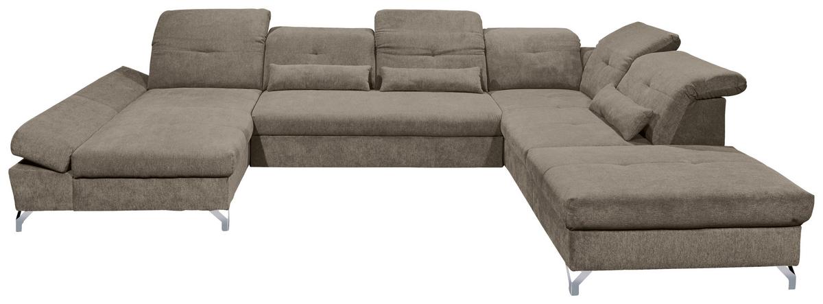 Ecksofa Melfi Graubraun U: 168 Cm - Graubraun/Silberfarben, MODERN, Textil (168/350/245cm) - MID.YOU