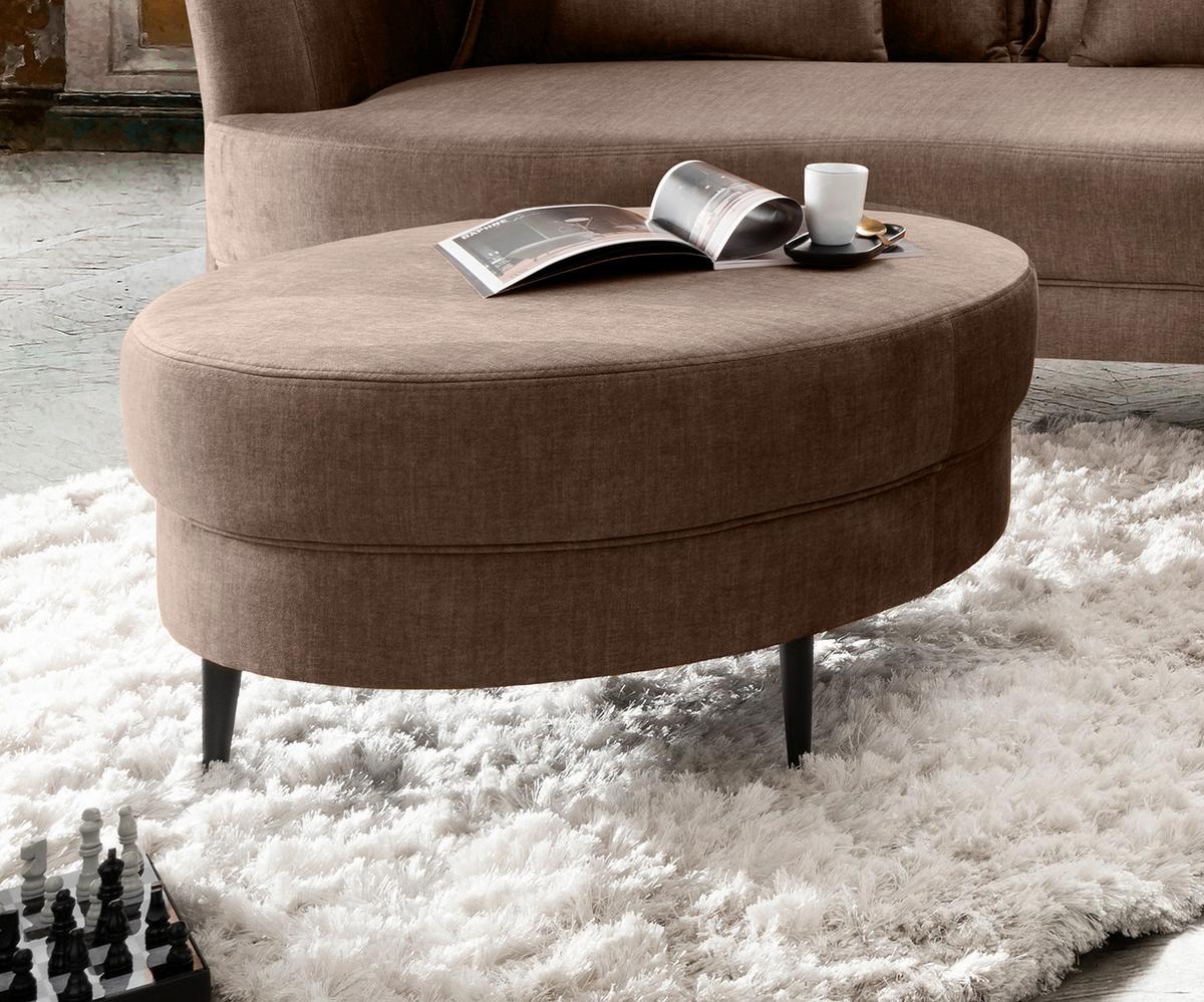 Hocker Pistaccio Hellbraun Velorus, D: 80 cm - Hellbraun/Schwarz, MODERN, Textil (80/43cm) - Livetastic