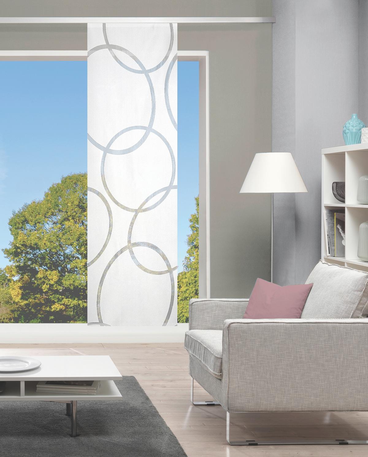 Flächenvorhang Pinale Weiß B: 57 cm - Weiß, Basics, Textil (57/225cm)