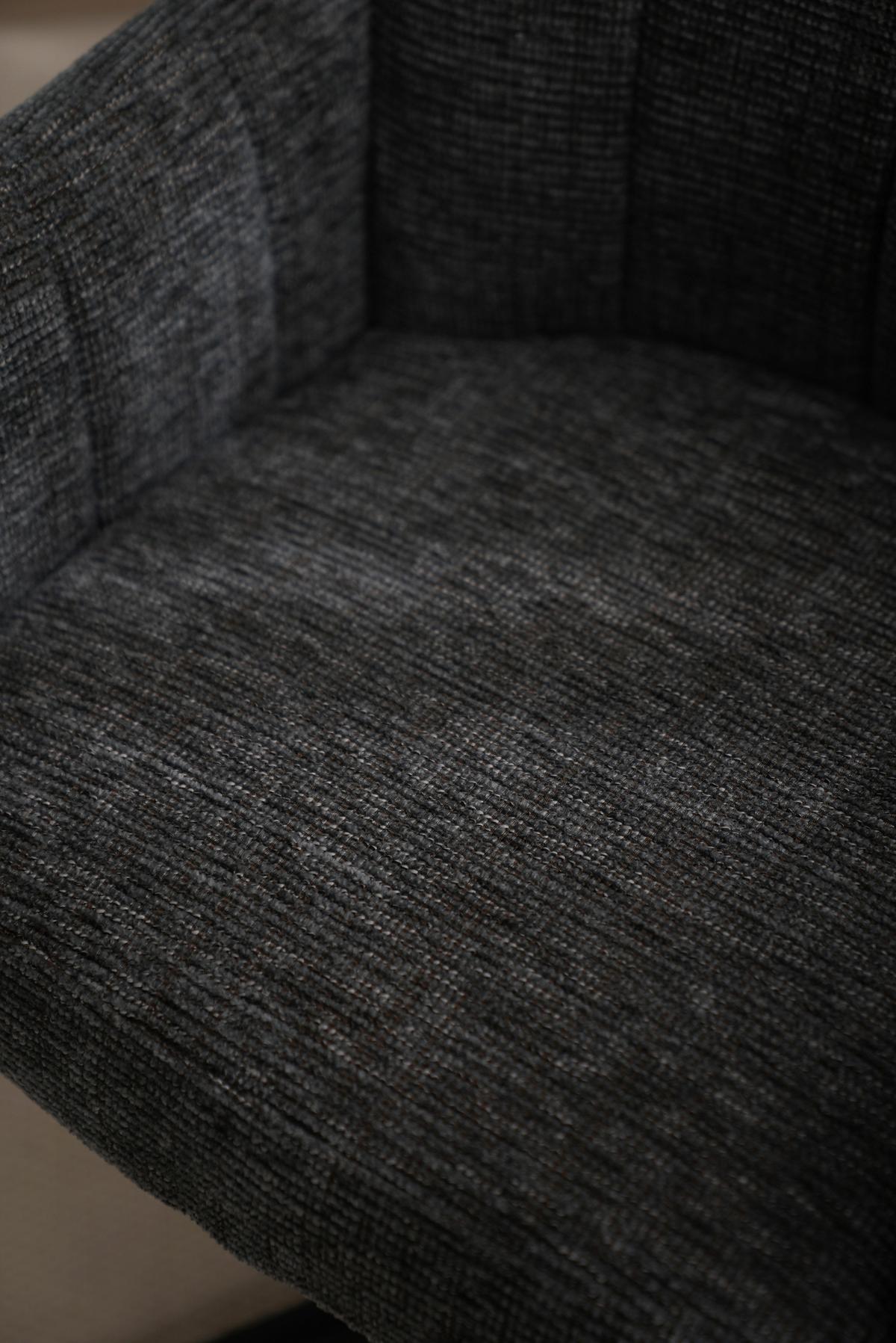 Armlehnstuhl Allison Leinenoptik Grau, B: 58 Cm - Dunkelgrau/Schwarz, LIFESTYLE, Holz/Textil (58/86/64cm) - Livetastic