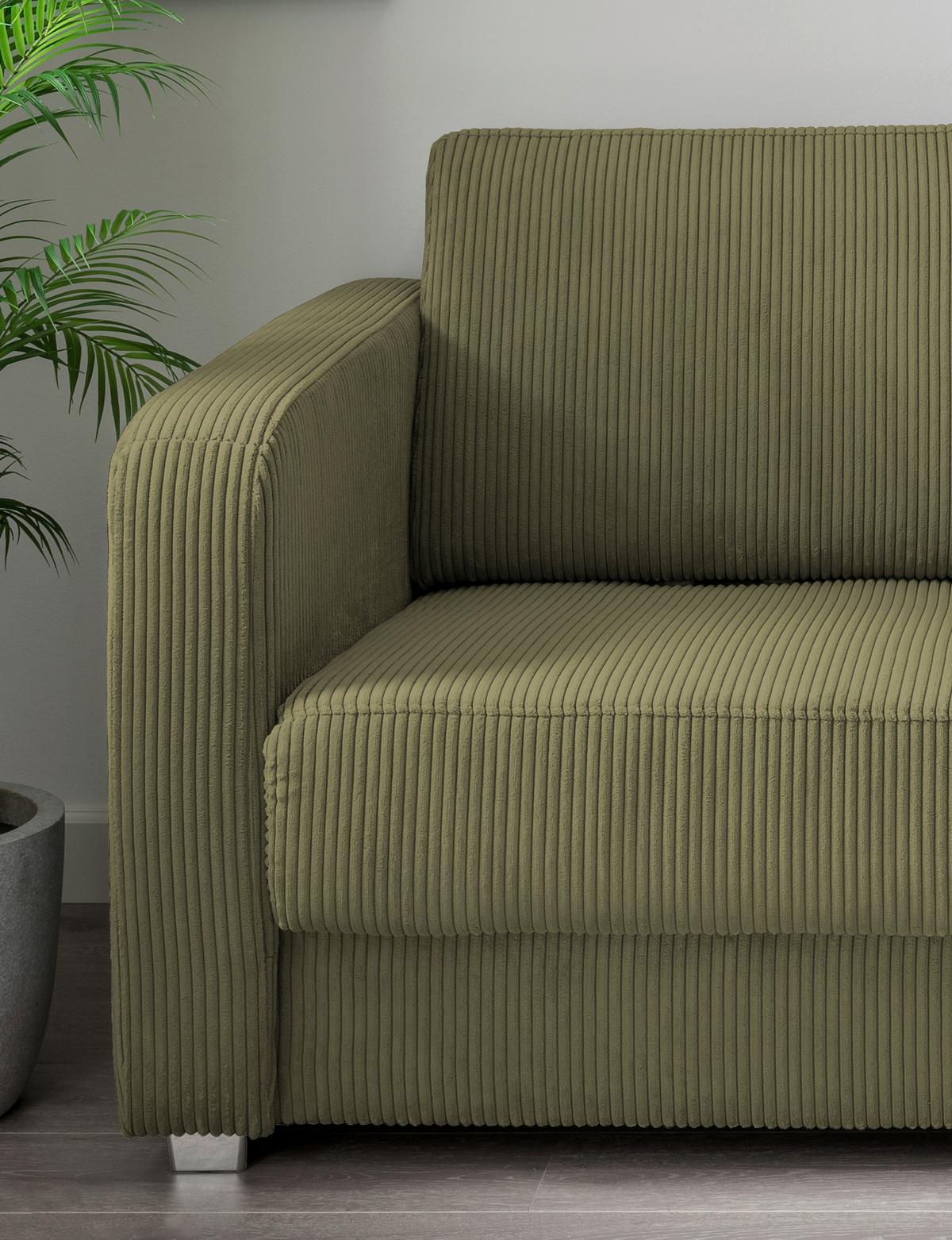 Schlafsofa Mia, Olivgrün B: 159 Cm - Chromfarben/Olivgrün, Basics, Textil (159/88/87cm) - Livetastic