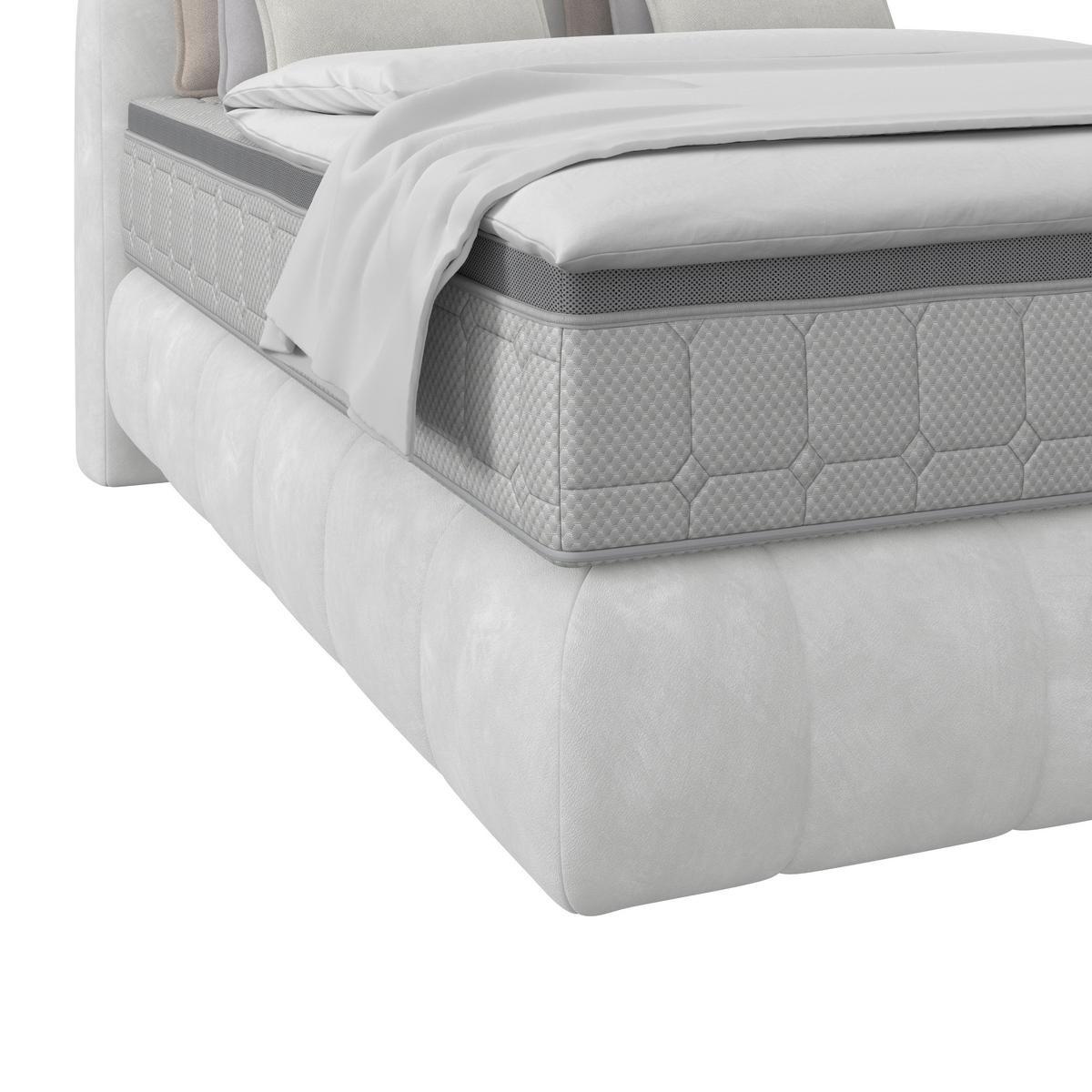 Boxspringbett Nobu Hellgrau, Lf: 140x200 Cm - Hellgrau/Schwarz, Trend, Holz/Textil (140cm)