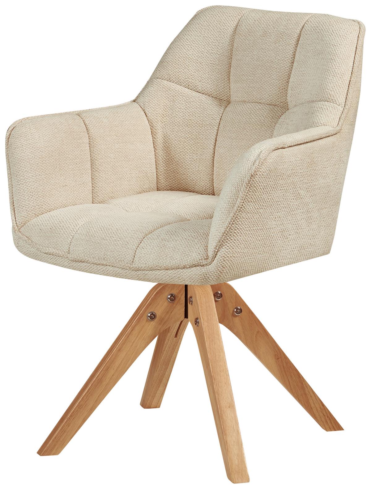 Stolička s podrúčkami béžová - svetlohnedá/béžová, Modern, drevo/textil (63/84/61cm) - MID.YOU