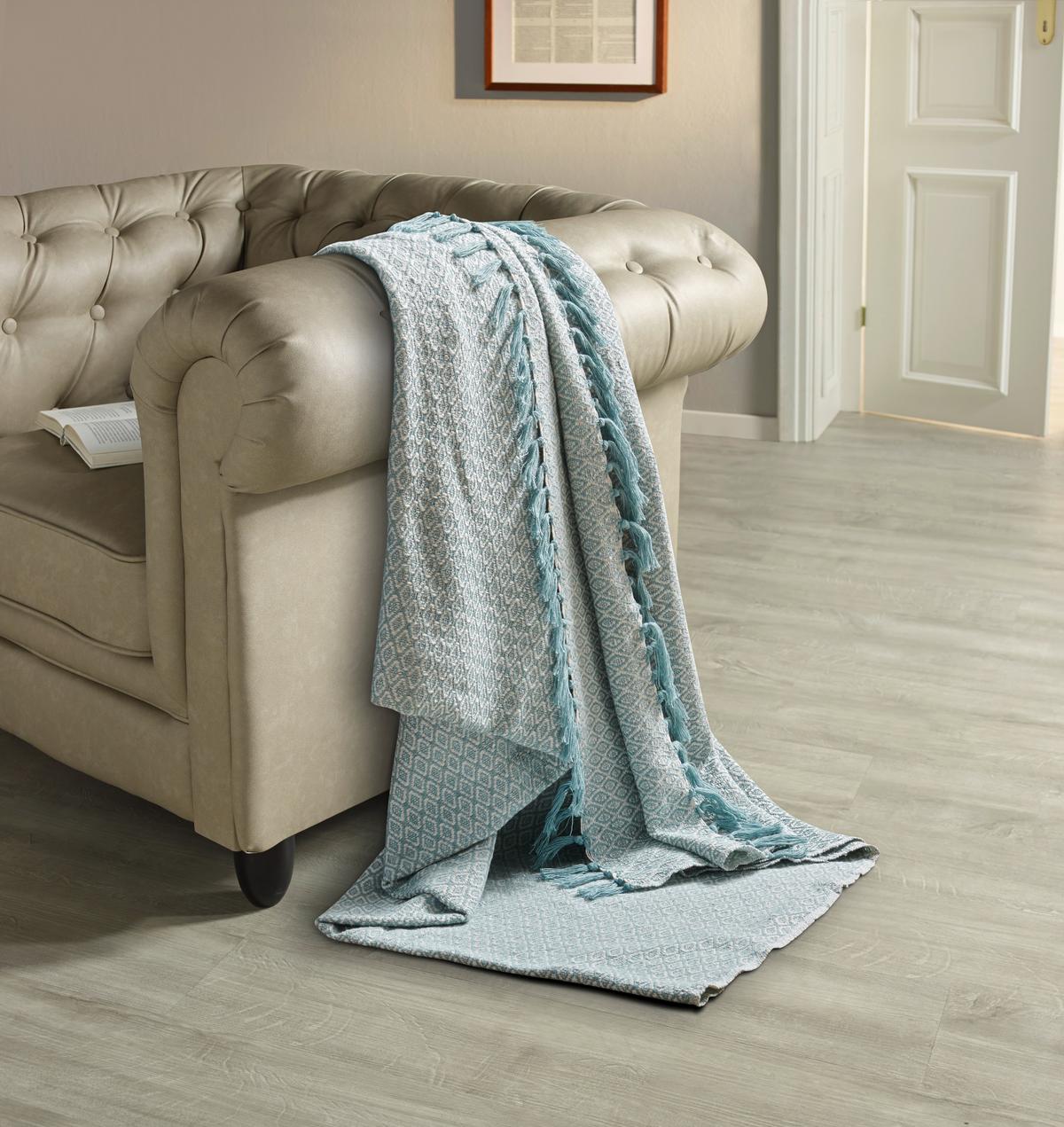 Tagesdecke Ines 140x210 Cm Mint, Baumwelle - Mintgrün, ROMANTIK / LANDHAUS, Textil (140/210cm) - James Wood