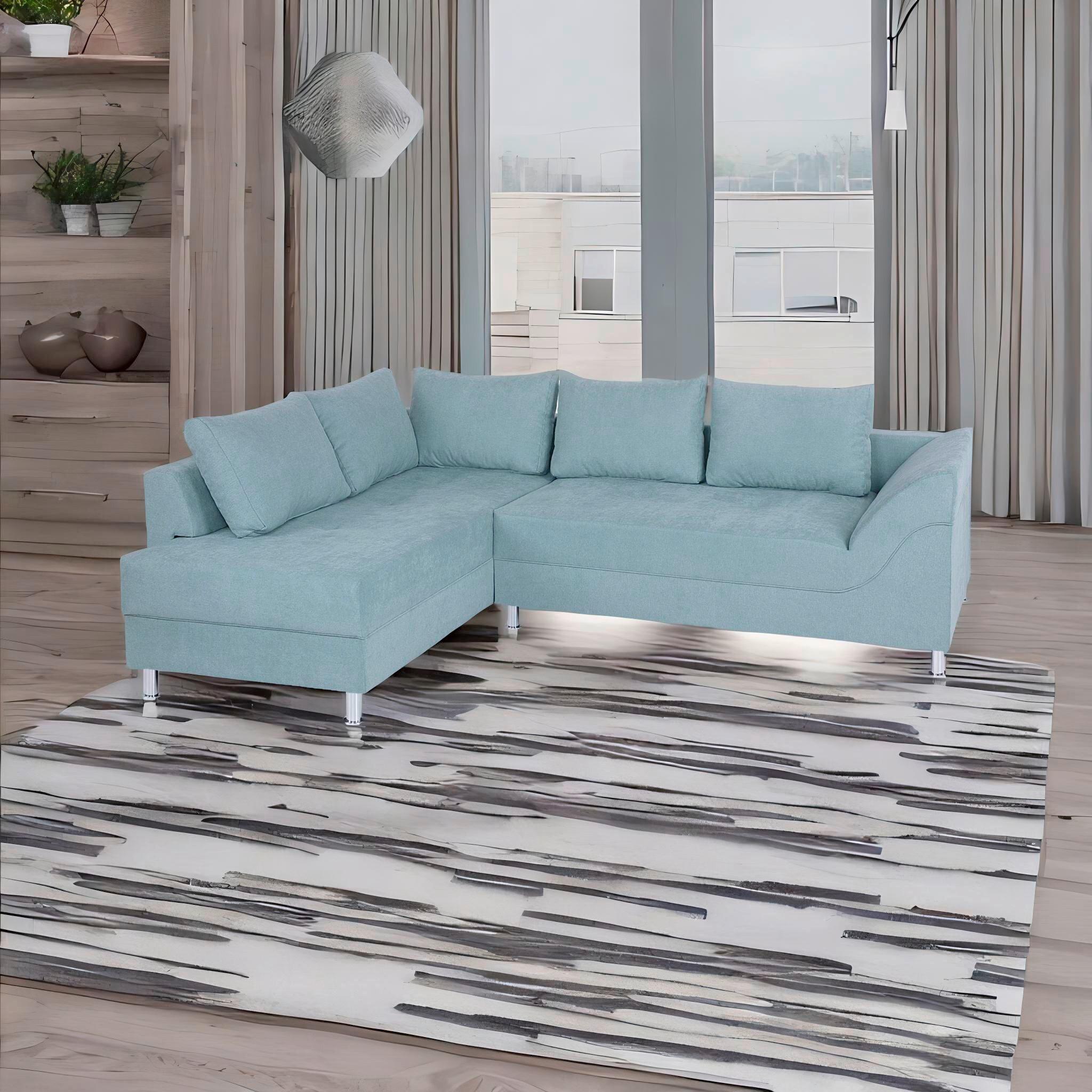 Ecksofa Bern Mintgrün 200x267 Cm - Chromfarben/Schwarz, Design, Holzwerkstoff/Textil (200/267cm) - P & B