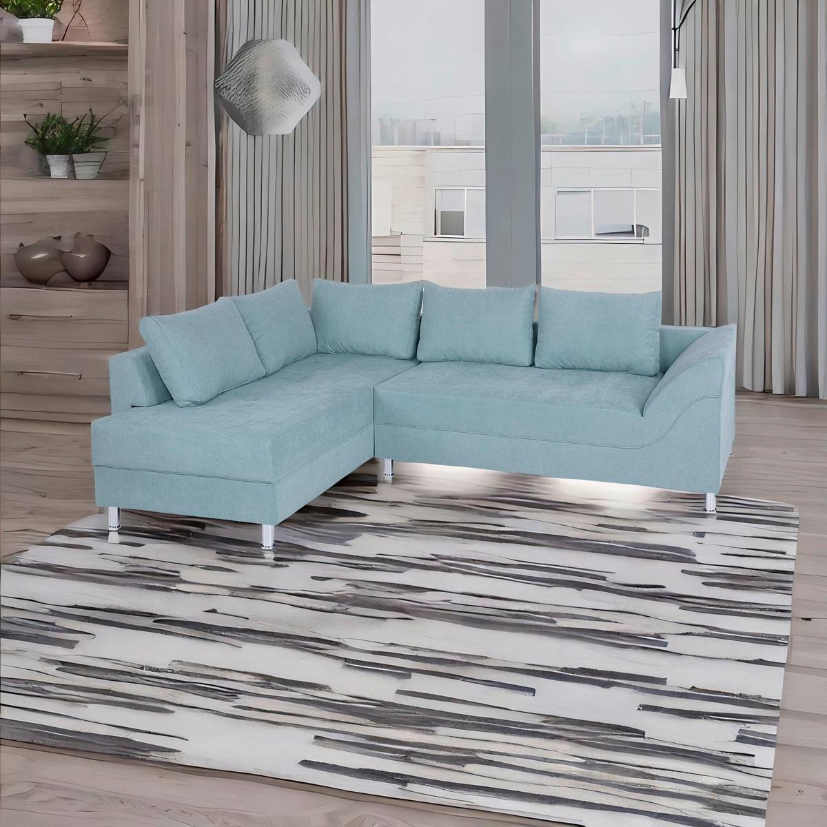Ecksofa Bern Mintgrün 200x267 Cm - Chromfarben/Schwarz, Design, Holzwerkstoff/Textil (200/267cm) - P & B