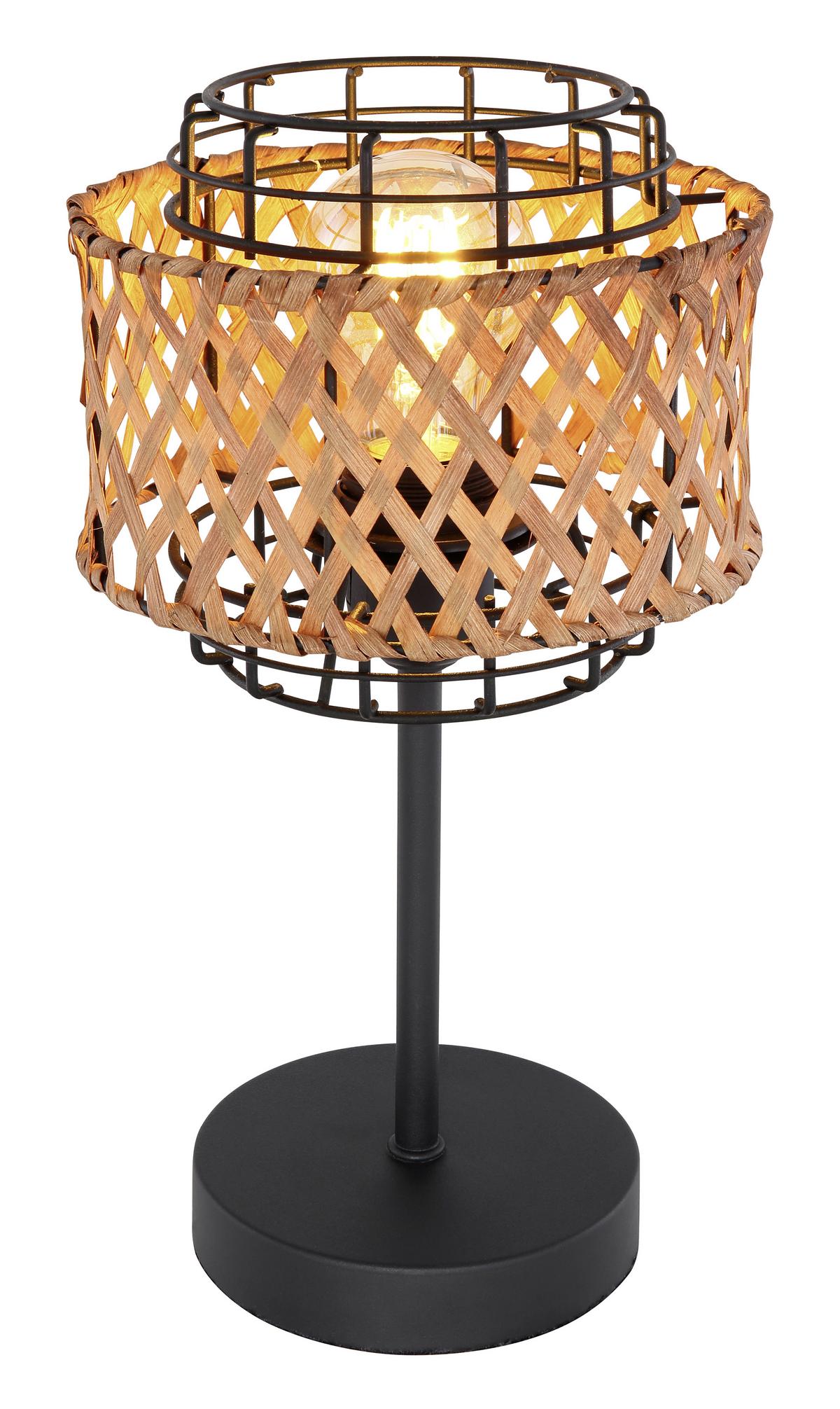 Tischlampe Dunkelbraun mit Schalter - Dunkelbraun/Schwarz, Natur, Naturmaterialien/Metall (17/32cm) - Globo
