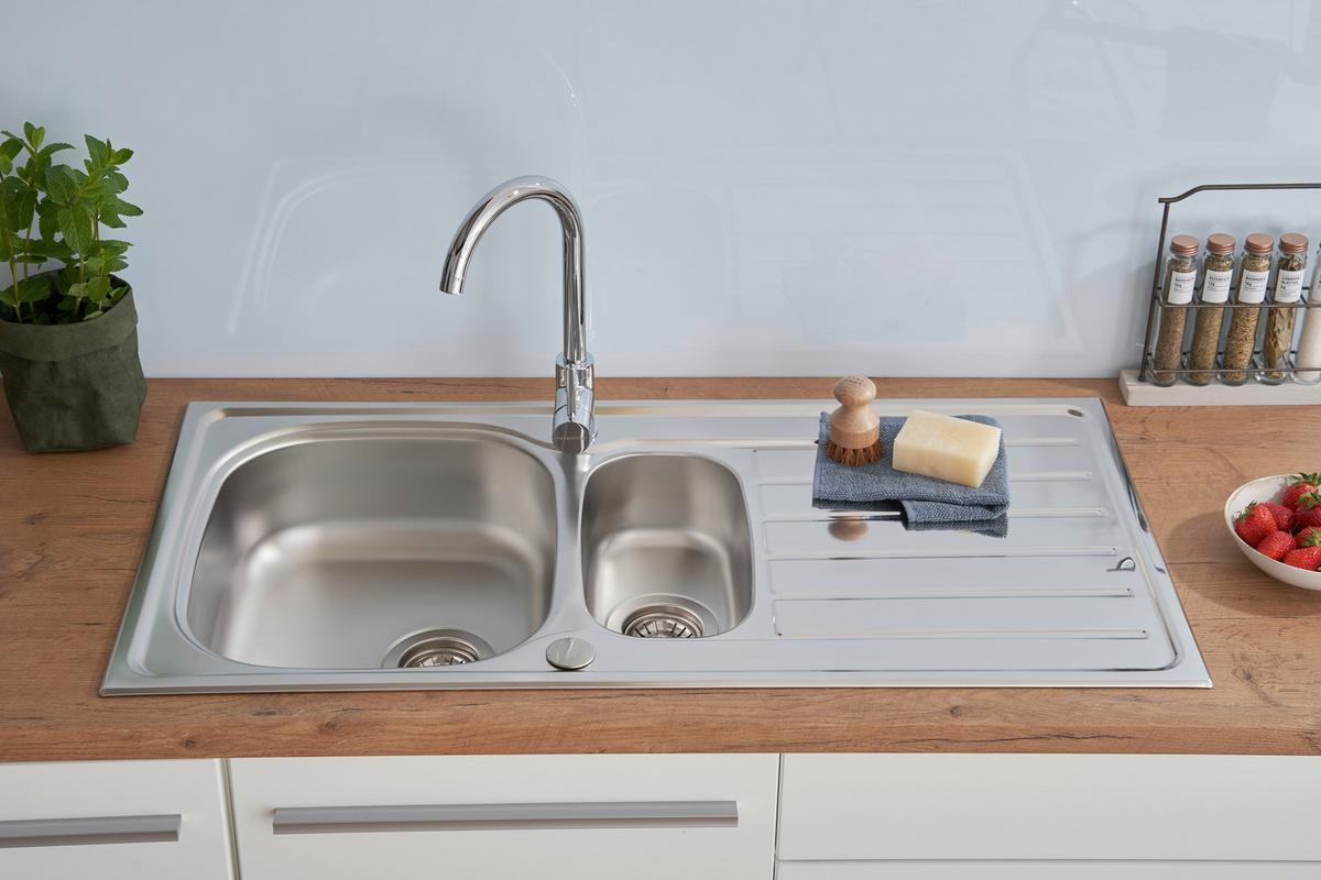 Spüle Respekta Edelstahl Bxt: 100x50 cm - Edelstahlfarben, MODERN, Metall (100/17,5/50cm) - Respekta